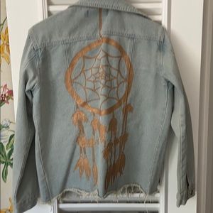 Hand painted distressed denim jacket
